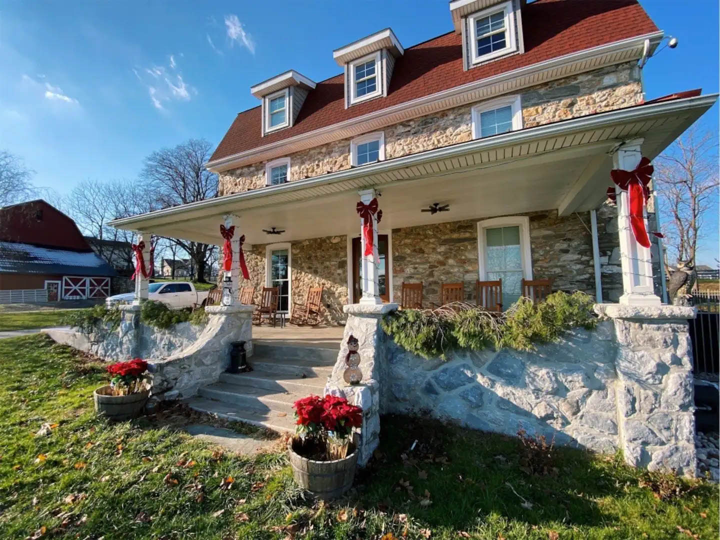 Farm House with Christmas Decorations