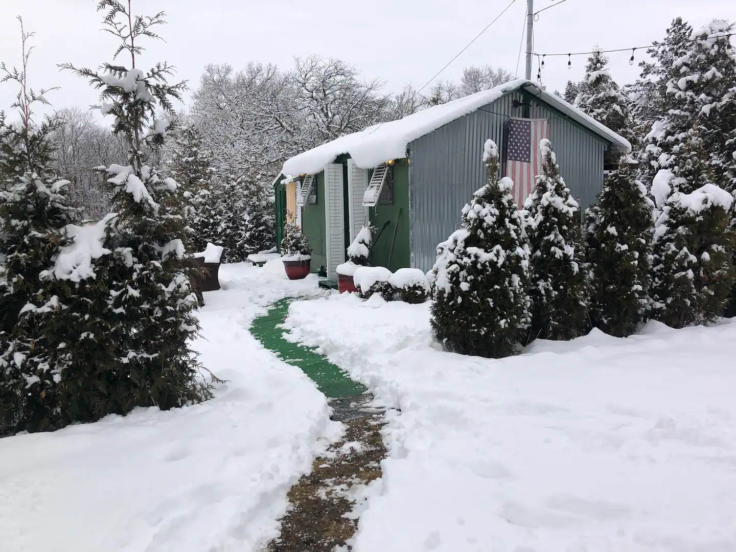 camp House covered in snow