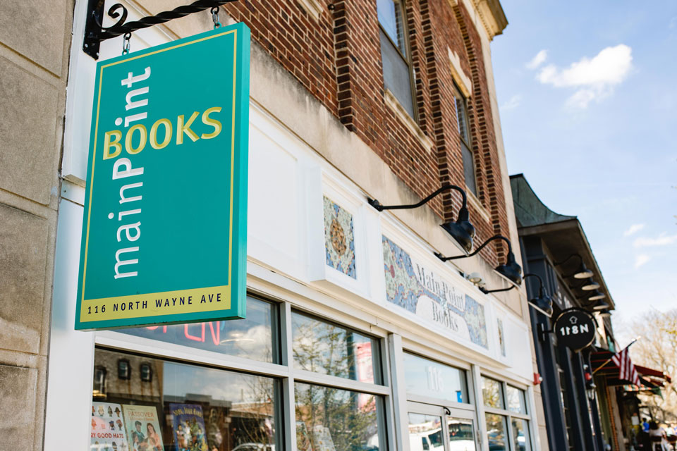 Main Point Book Store signage board