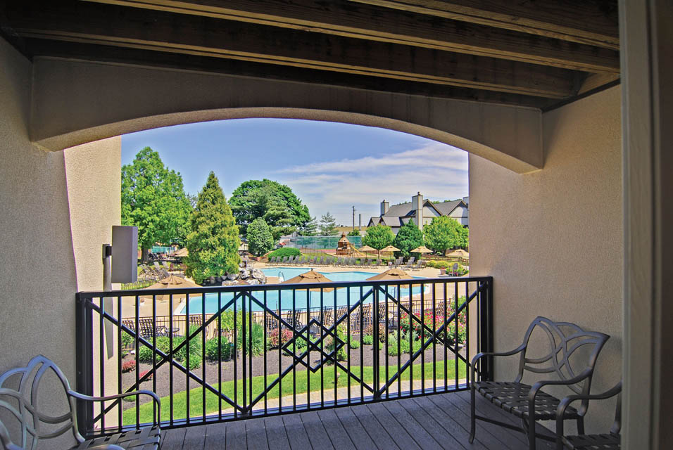 view of a pool from suite