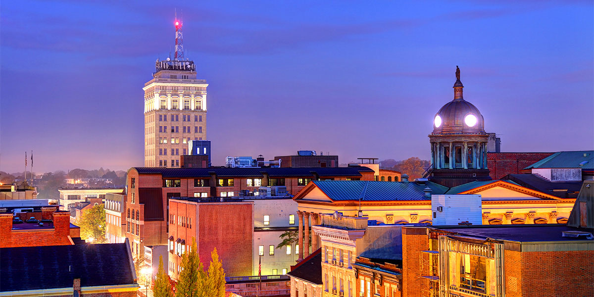 beautiful view of building under night sky downtown lancaster