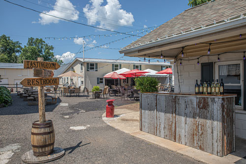 Wine Barrel with Signage infront