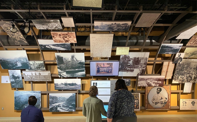 visitors inside exhibition