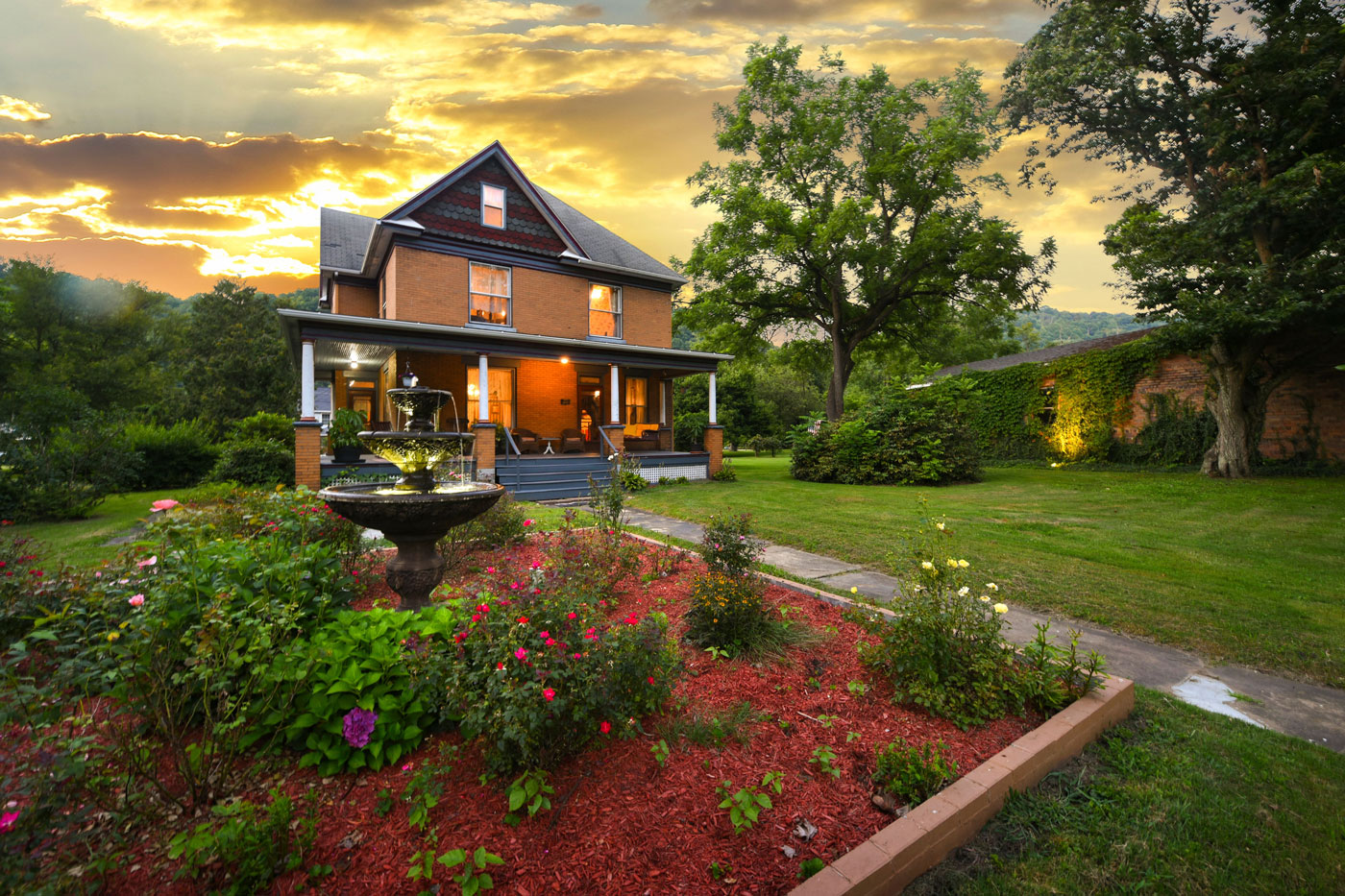 A beautiful house with a garden