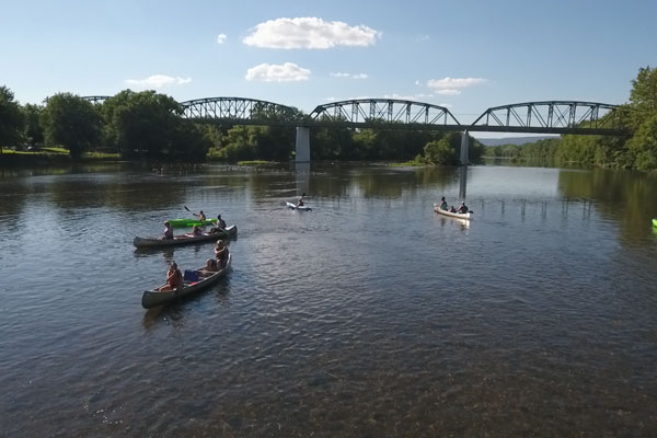 group kayaking on lake Juniata