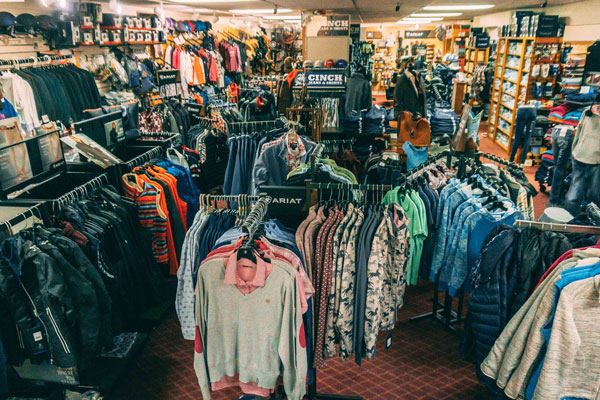 clothes hanged inside store