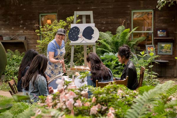 Ladies taking Art classes at Gallery