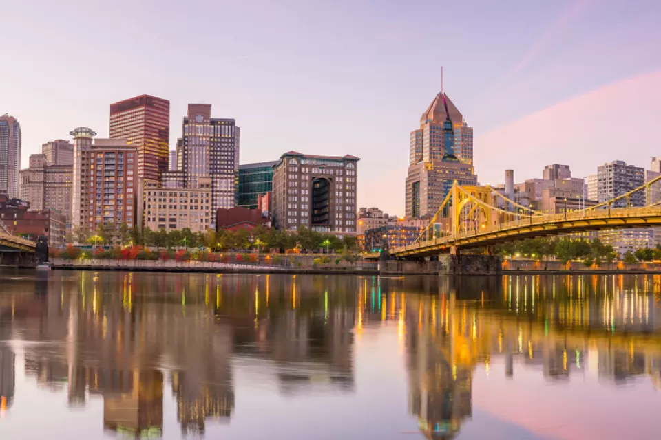 view of downtown Pittsburgh during the fall