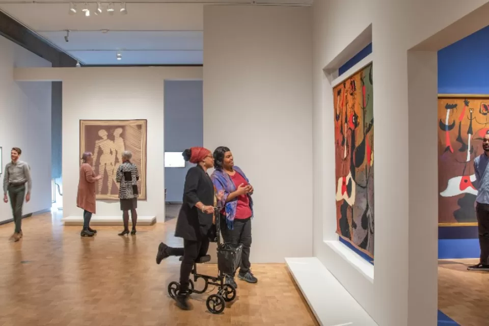 viewer enjoying art inside museum