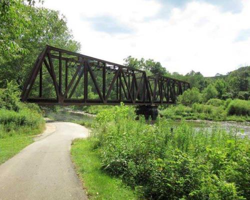 old metal bridge over creek