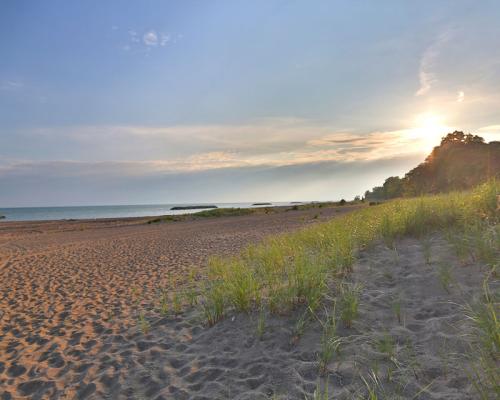 empty beach by lake