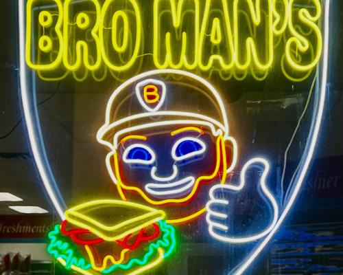 Bro mans display sign