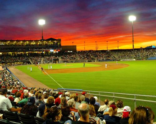 baseball game at coco cola park filled with audience