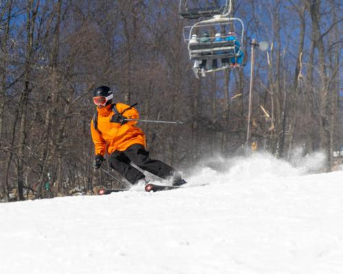 A person skiing down