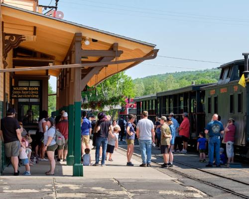 people ready to board train