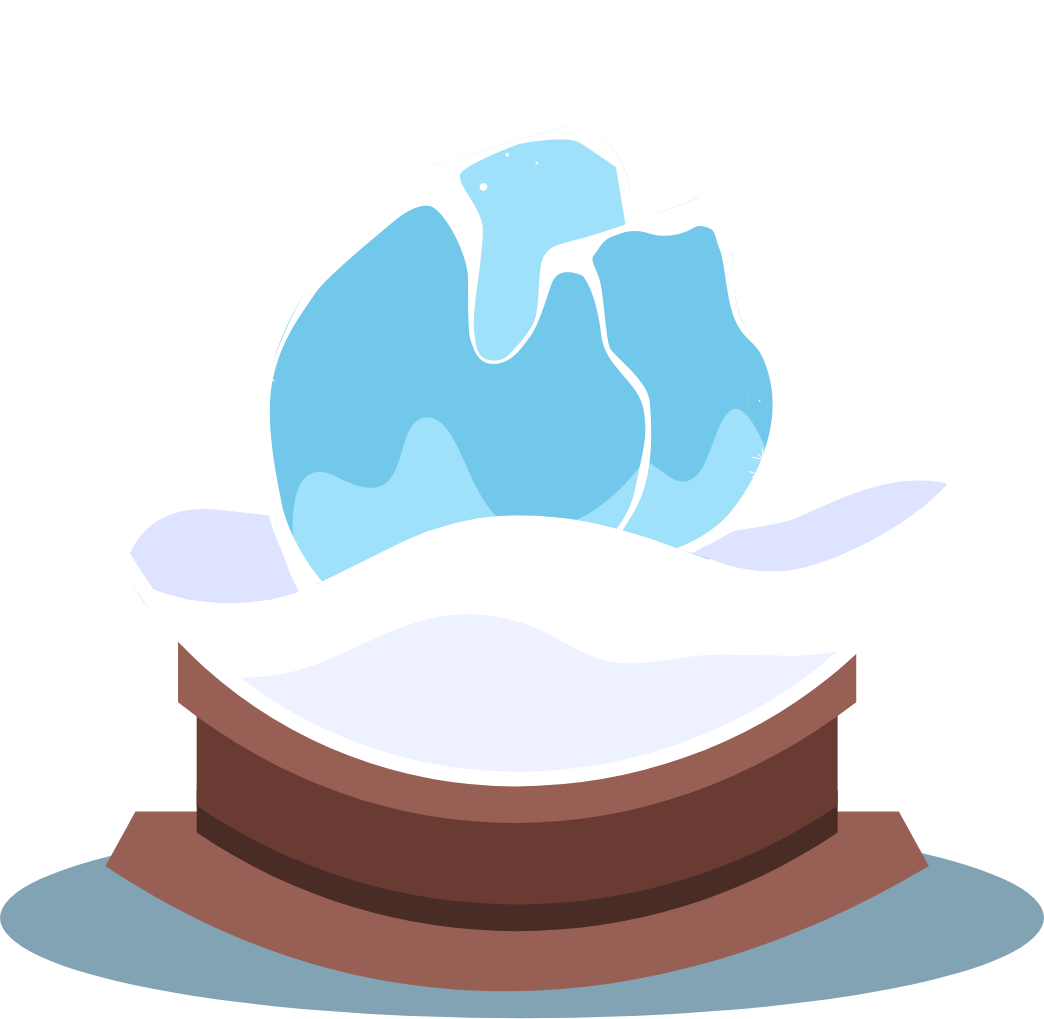 A fire pit in a snowglobe