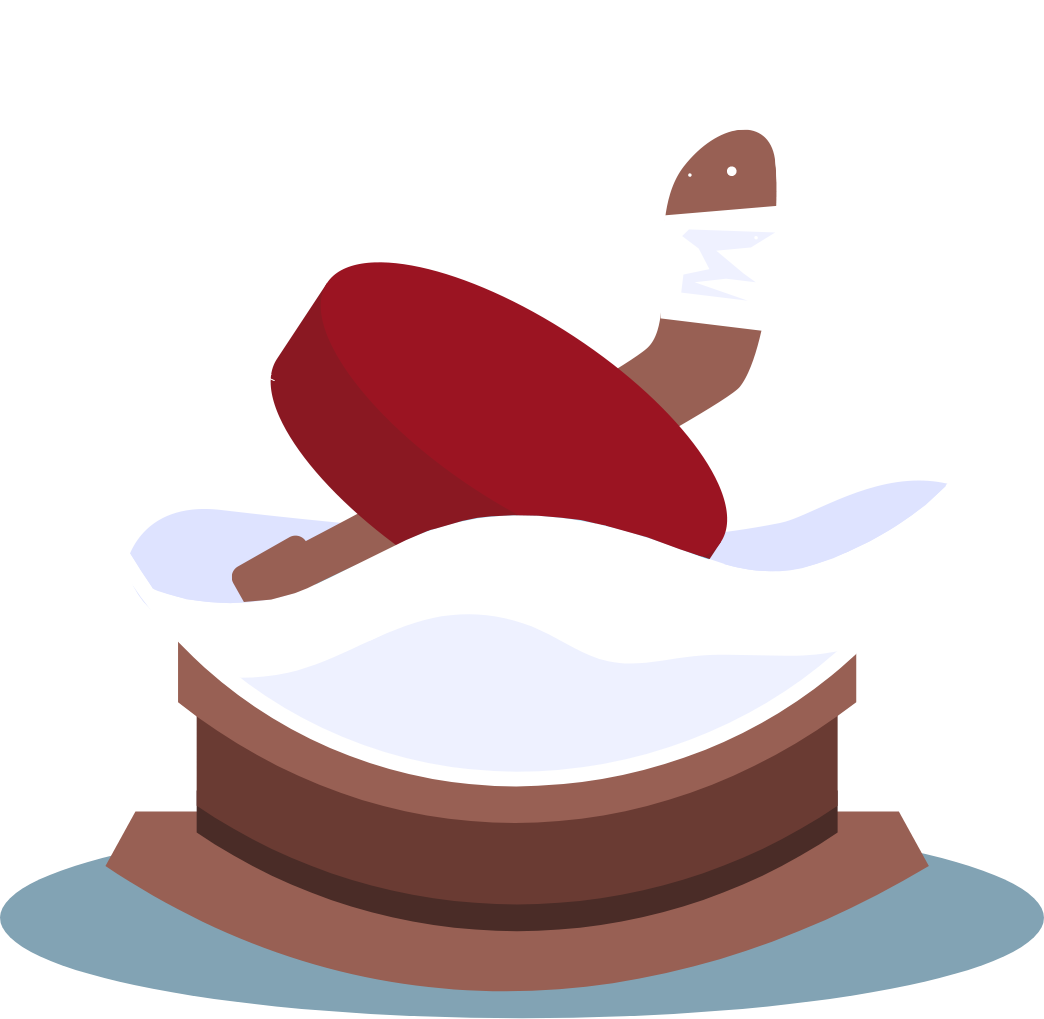 a puck and ice hockey in a snowglobe